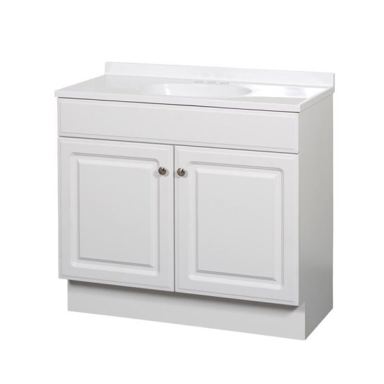 (image for) 36 in. W X 18 in. D X 35H Bath Vanity White with Cultured Marble