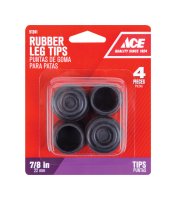 (image for) Rubber Leg Tip Black Round 7/8 in. W 4 pk