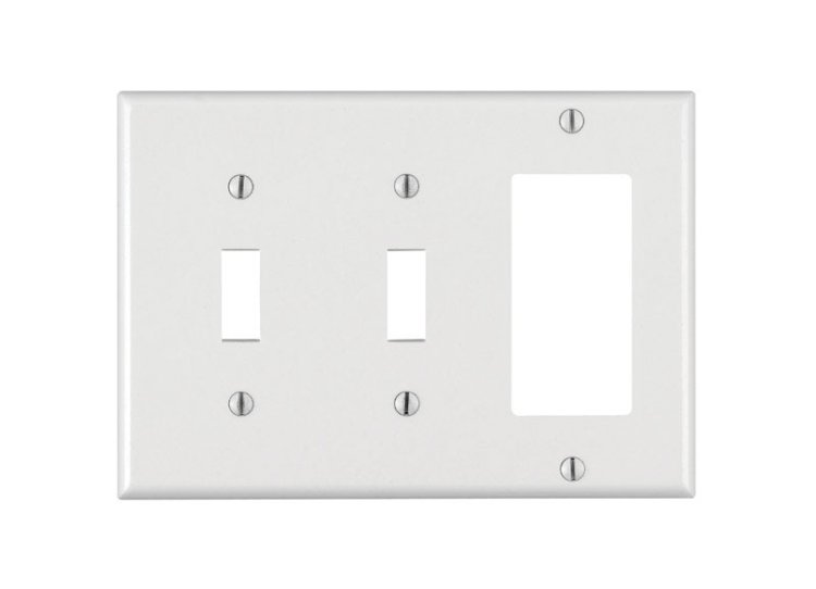 (image for) White 3 gang Thermoset Plastic GFCI/Rocker/Toggle Wall P
