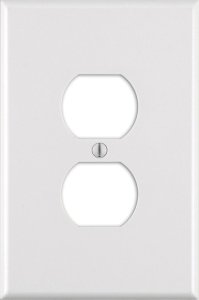 (image for) White 1 gang Plastic Duplex Outlet Wall Plate Jumbo
