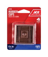 (image for) Rubber Caster Cup Brown Square 1-1/2 in. W x 1-1/2 in. L 4 p