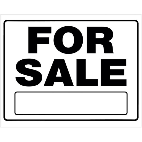(image for) White For Sale Sign 20 inch H X 24 inch W