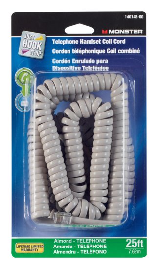 (image for) 25 ft. L Almond Telephone Handset Coil Cord