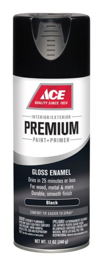 (image for) Premium Gloss Black Enamel Spray Paint 12 oz.