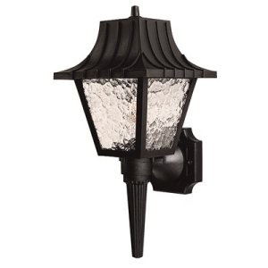 (image for) COLONIAL STYLE OUTDOOR WALL LANTERN, BLACK WITH CLEAR FLEMISH LE