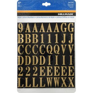 (image for) Hillman 1 in. Gold Vinyl Self-Adhesive Letter and Number Set 0-9