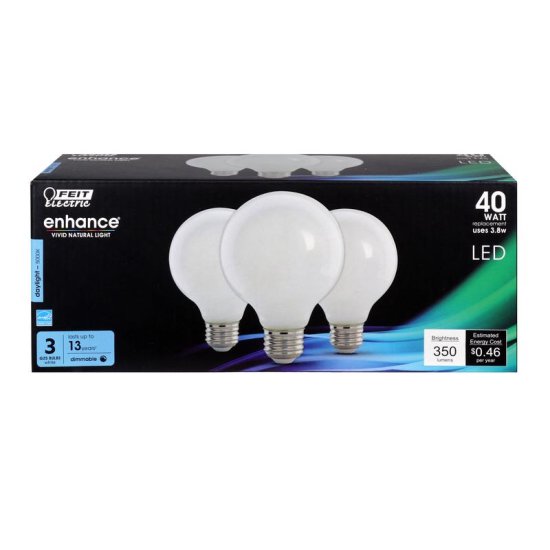 (image for) G25 E26 (Medium) LED Bulb Daylight 40W Eqv 3-Pk