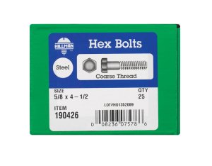 (image for) 5/8 in. Dia. x 4-1/2 in. L Zinc Plated Steel Hex Bolt 25