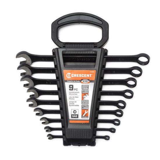 (image for) Crescent X10 12 Point SAE Combination Wrench Set 9 pc