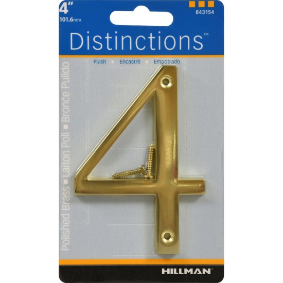(image for) 4 in. Gold Brass Screw-On Number 4 1 pc.
