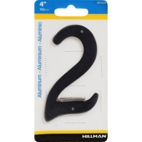 (image for) 4 in. Black Aluminum Nail-On Number 2 1 pc.