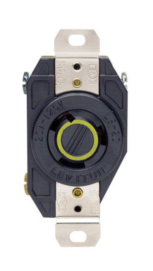 (image for) 20 amps 125 V Single Black Locking Receptacle L5-20R 1 pk