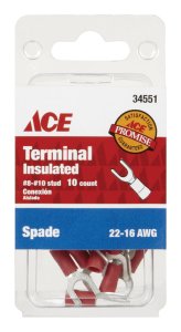(image for) Insulated Wire Spade Terminal Red 10 pk