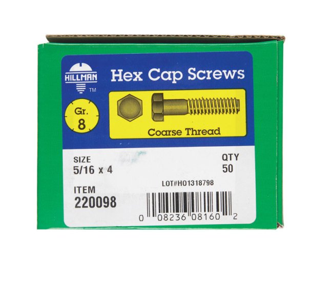 (image for) 5/16 in. Dia. x 4 in. L Heat Treated Steel Hex Head Cap