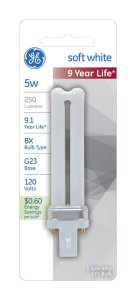 (image for) GE Energy Smart 5 watts T4 4.25 in. L CFL Bulb Soft White Applia