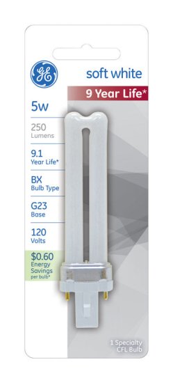 (image for) GE Energy Smart 5 watts T4 4.25 in. L CFL Bulb Soft White Applia