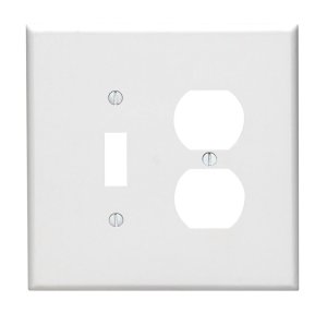 (image for) White 2 gang Plastic Duplex/Toggle Wall Plate Jumbo