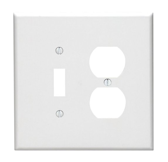 (image for) White 2 gang Plastic Duplex/Toggle Wall Plate Jumbo