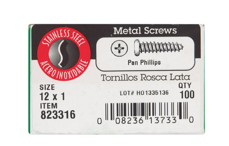 (image for) No. 12 x 1 in. L Phillips Pan Head Stainless Steel Sheet