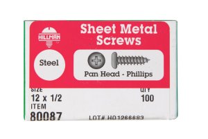 (image for) No. 12 x 1/2 in. L Phillips Pan Head Zinc-Plated Steel S
