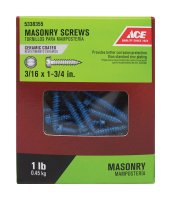 (image for) 3/16 in. x 1-3/4 in. L Slotted Hex Washer Head Masonry Screw