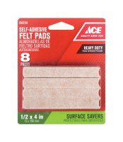 (image for) Felt Self Adhesive Pad Brown Rectangle 1/2 in. W x 4 in. L 8