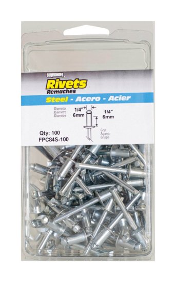 (image for) 1/4 in. Dia. x 3/8 in. Steel Rivets Silver 100 pk