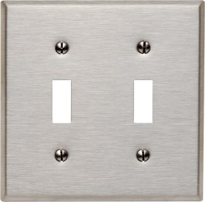 (image for) Silver 2 gang Stainless Steel Toggle Wall Plate 1 pk