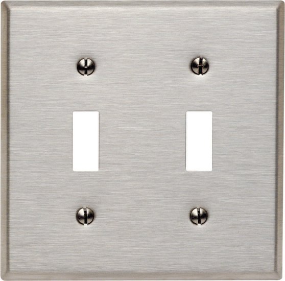 (image for) Silver 2 gang Stainless Steel Toggle Wall Plate 1 pk