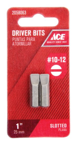 (image for) Slotted #10-12 x 1 in. L Insert Bit S2 Tool Steel 2 pc.