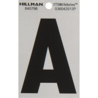 (image for) Hillman 3 in. Reflective Black Vinyl Self-Adhesive Letter A 1 pc