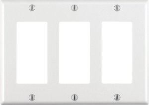 (image for) White 3 gang Thermoset Plastic GFCI/Rocker Wall Plate 1