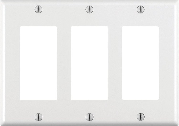 (image for) White 3 gang Thermoset Plastic GFCI/Rocker Wall Plate 1