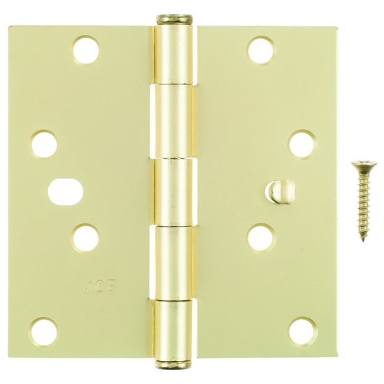 (image for) Ace 4 in. L Satin Brass Residential Door Hinge 3 pk