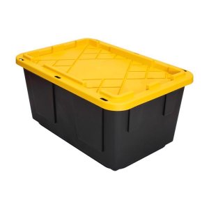 (image for) 27 gal Black/Yellow Storage Tote 14.7 in. H X 20.4 in. W X 30.4