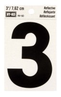 (image for) 3 in. Reflective Black Vinyl Self-Adhesive Number 3 1 pc.