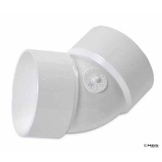 (image for) NDS Schedule 35 3 in. Hub each X 3 in. D Hub PVC Elbow 1 pk