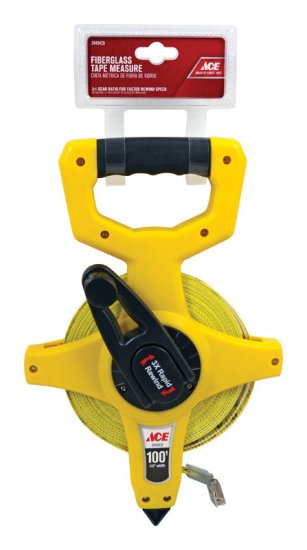 (image for) 100 ft. L x 0.5 in. W Fiberglass Long Tape Measure Yellow 1 pk