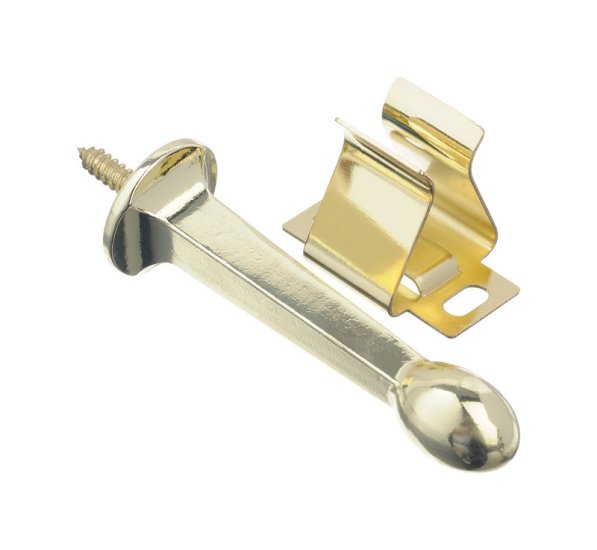 (image for) 2.4 in. H x 3 in. W Metal Bright Gold Rigid Door Stop w/Hold