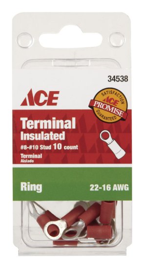 (image for) Insulated Wire Ring Terminal Red 10 pk