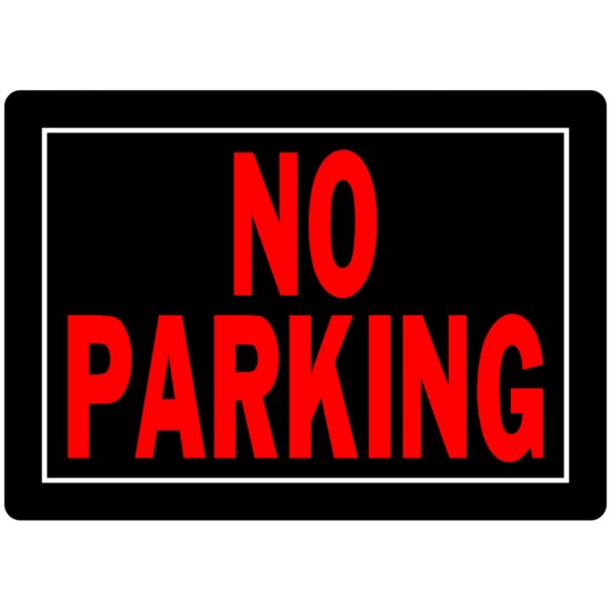 (image for) English Black No Parking Sign 10 inch H X 14 inch W