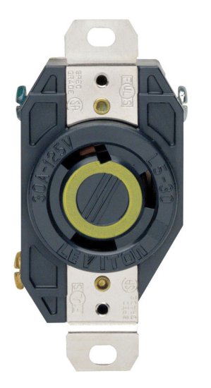 (image for) 30 amps 125 V Single Black Locking Receptacle L5-30R 1 pk
