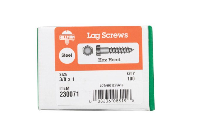 (image for) 3/8 in. x 1 in. L Hex Zinc-Plated Steel Lag Screw 100 pk