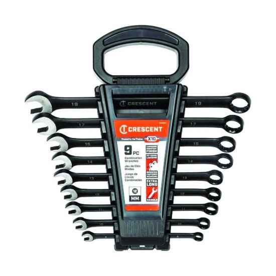 (image for) Crescent X10 12 Point Metric Combination Wrench Set 9 pc