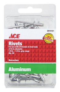 (image for) 3/16 in. Dia. x 1/4 in. Aluminum Rivets Silver 50 pk