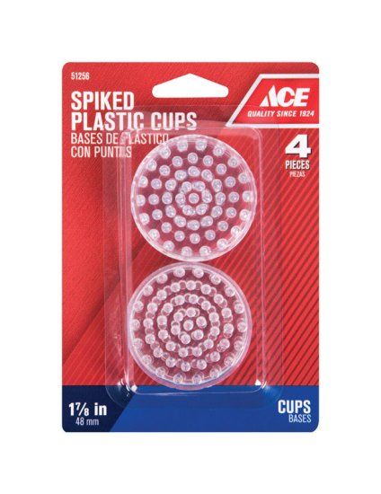 (image for) Plastic Spiked Caster Cup Clear Round 1-7/8 in. W 4 pk