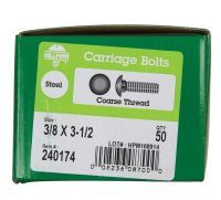 (image for) 3/8 in. Dia. x 3-1/2 in. L Zinc-Plated Steel Carriage Bo