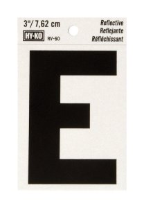 (image for) 3 in. Reflective Black Vinyl Self-Adhesive Letter E 1 pc.