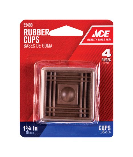 (image for) Rubber Caster Cup Brown Square 1-1/2 in. W x 1-1/2 in. L 4 p