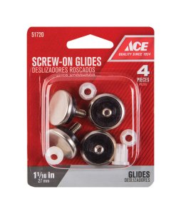 (image for) Silver 1-1/16 in. Screw-On Nickel Chair Glide 4 pk
